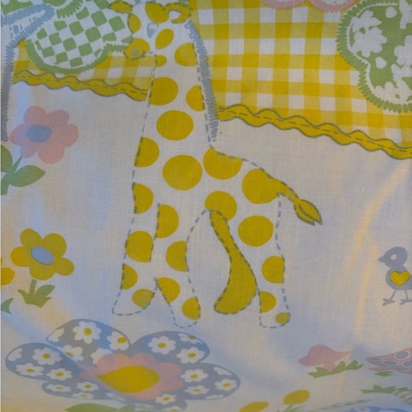 Vintage Yellow Gingham Safari Animal Crib Sheet - Picture 13 of 14
